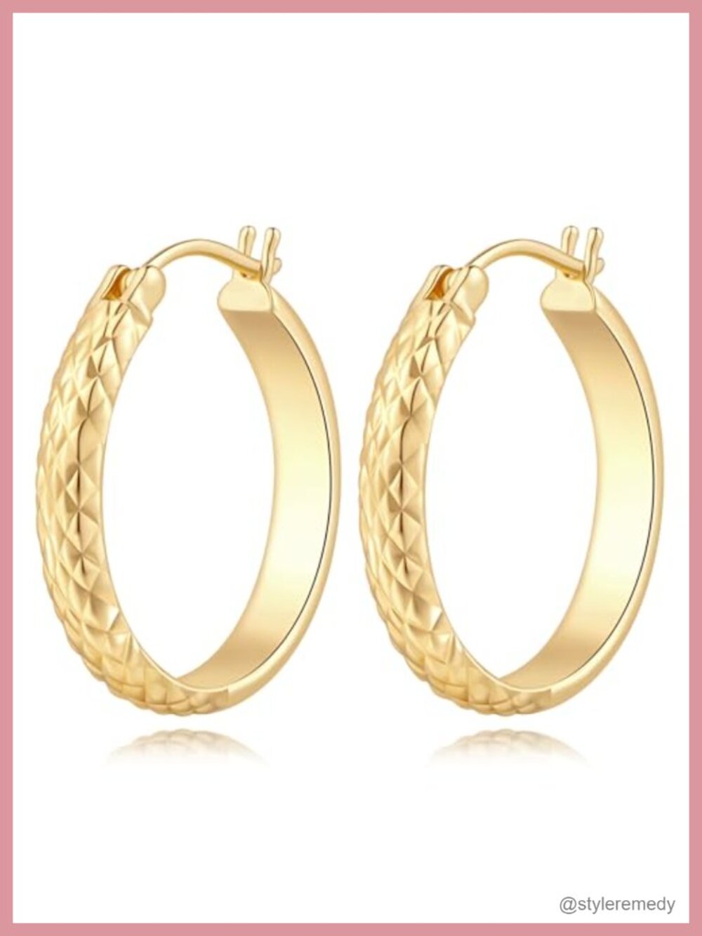 14K Gold Plated Hoop Earrings for Women 25mm